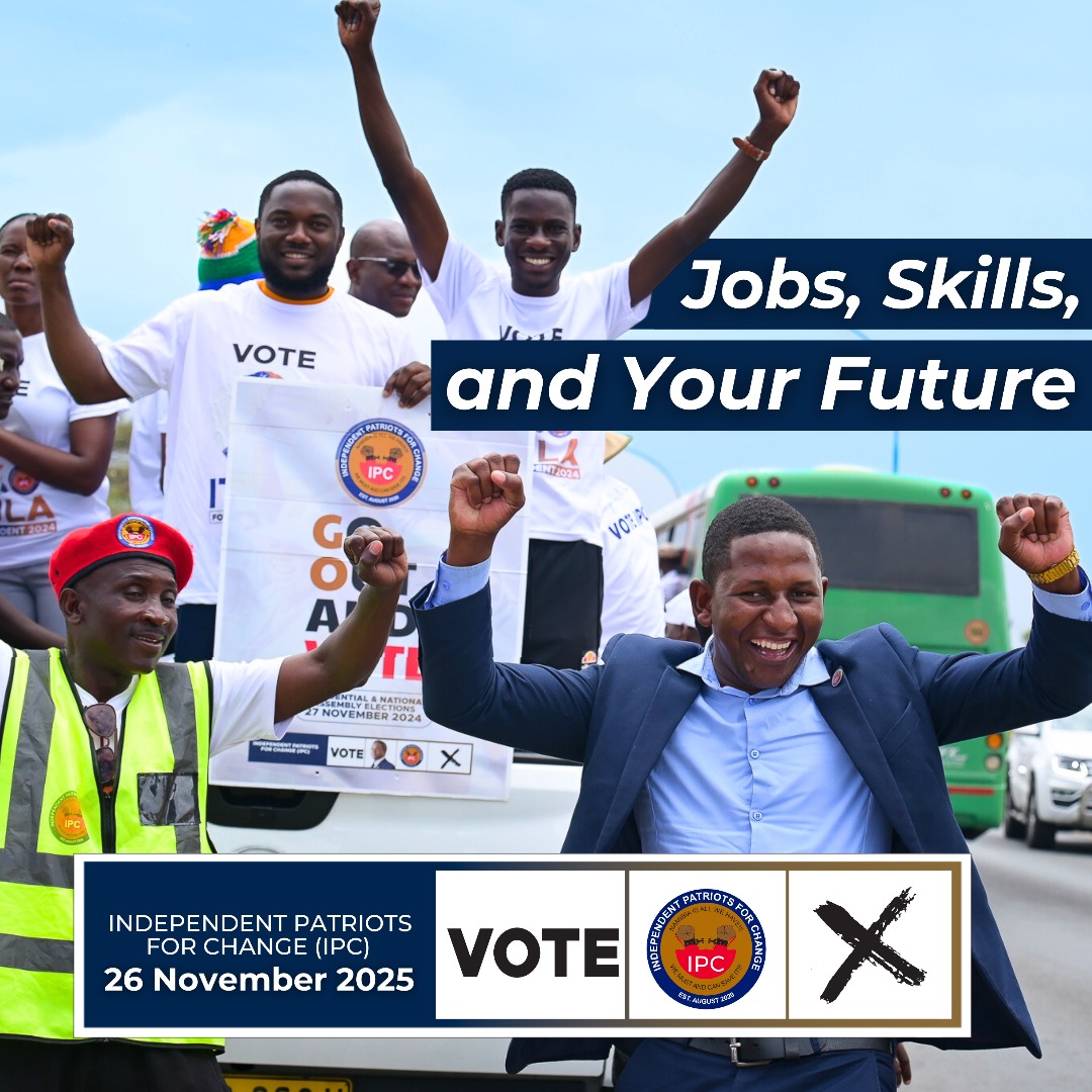 IPCNamibia's tweet photo. Namibia’s youth face nearly 50% unemployment.
Vote for leaders who invest in training, entrepreneurship &amp; sports, your future depends on it.

IPC is building real pathways through skills &amp; local projects. Your voice matters. 
Vote IPC on 26 Nov 2025
#VoteIPC2025 #YouthEmpowerment https://t.co/mZoiRKthci