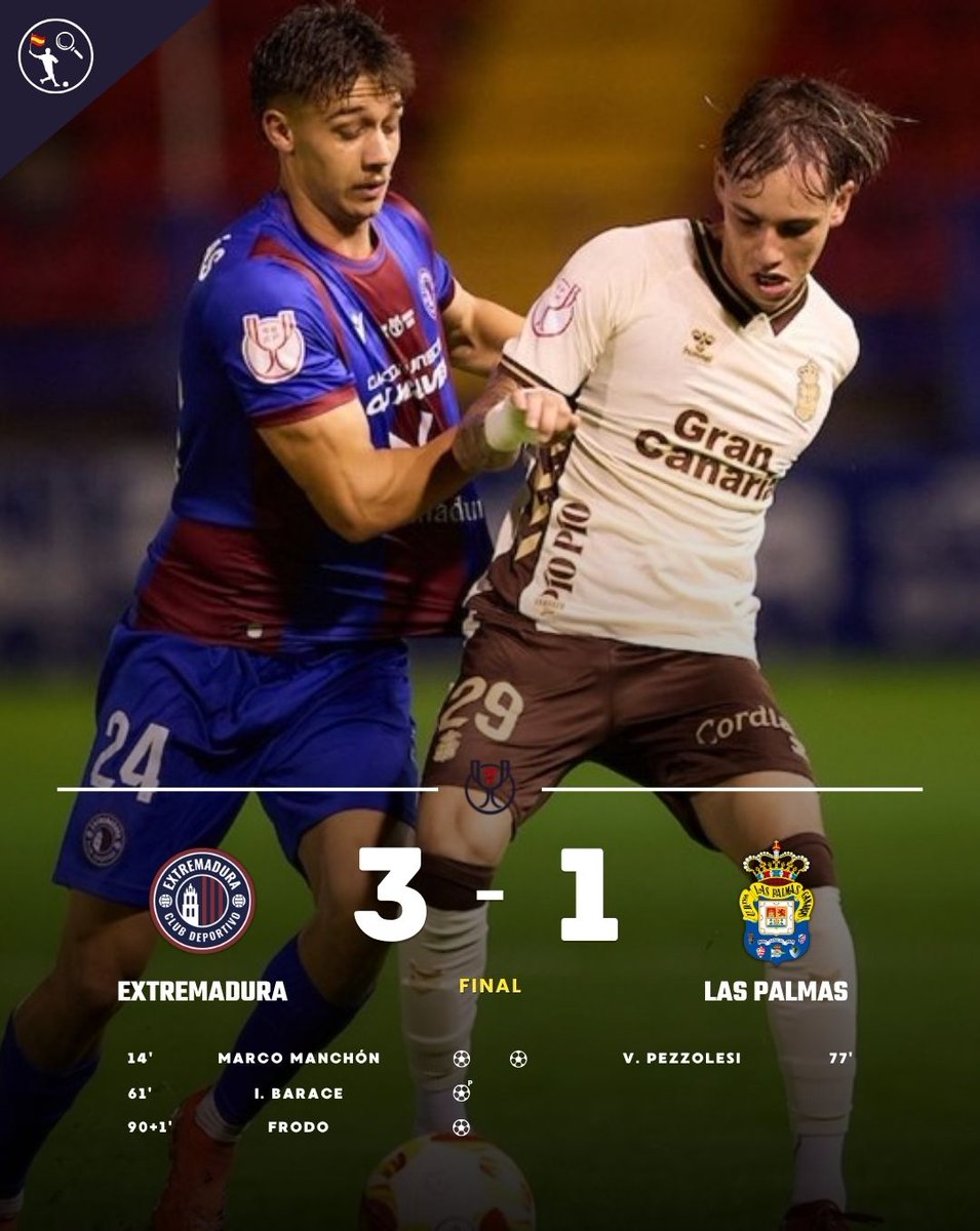 🏆 𝐒𝐎𝐑𝐏𝐑𝐄𝐒𝐀𝐒 𝐄𝐍 𝐋𝐀 𝐂𝐎𝐏𝐀 𝐃𝐄𝐋 𝐑𝐄𝐘 𝟐𝟎𝟐𝟓/𝟐𝟔

🔴 El <a href="/CDExt1924/">CD EXTREMADURA</a> y el <a href="/Ourense_CF/">Ourense CF</a> sacan músculo en casa consiguiendo pasar a la siguiente ronda: 

🔽 Ourense 4-2 Real Oviedo  
🔽 CD Extremadura 3-1 Las Palmas

#LaCopaMola