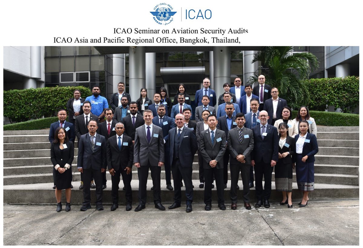 dasamaldives's tweet photo. The Chief Inspector of DASA Ahmed Nasheed and his team are participating in the @icao Seminar on Aviation Security Audits, held at the ICAO Asia Pacific Regional Office in Bangkok,Thailand.
This seminar enhances #AVSEC audit preparedness under the framework. 
@MoDmv @mgmaumoon https://t.co/We3iiwh3hc