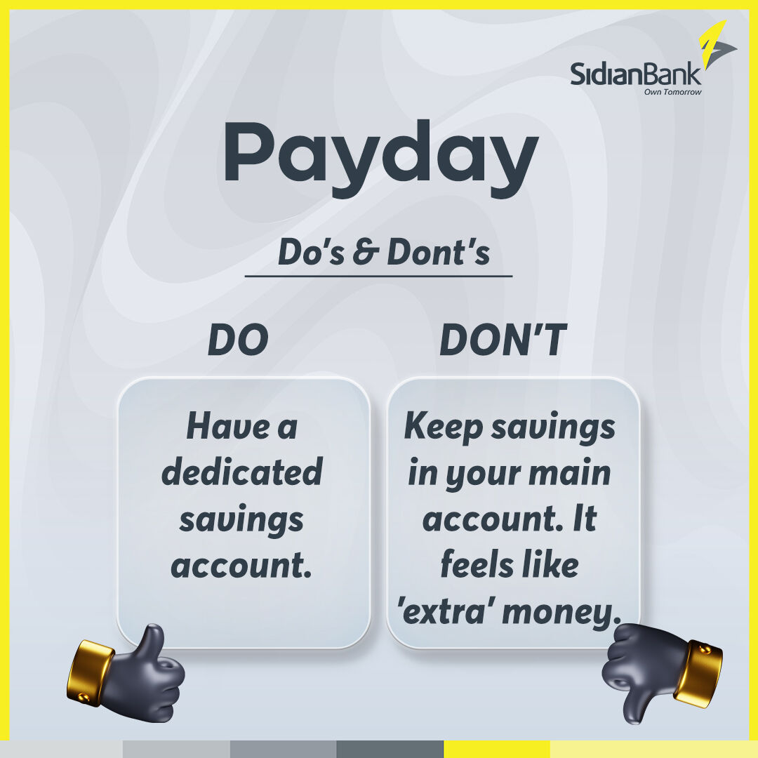 SidianBank's tweet image. Wenye wamengoja end month mko? 🙋
Let’s make a #SmartMove this payday! The secret to savings success is? Separation. 
Keep your savings out of sight so you don't accidentally spend it.

✅ DO: Have a dedicated savings account that isn't linked to your daily debit card. 

❌