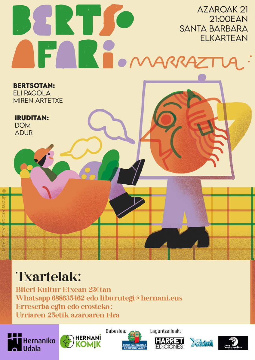 Hernaniko Udala (@hernanikoudala) on Twitter photo Sarrerak salgai Biteri kultur etxean edo emailez, erreserbatuta
#hernanikomik2025 Sarrerak salgai Biteri kultur etxean edo emailez, erreserbatuta
#hernanikomik2025