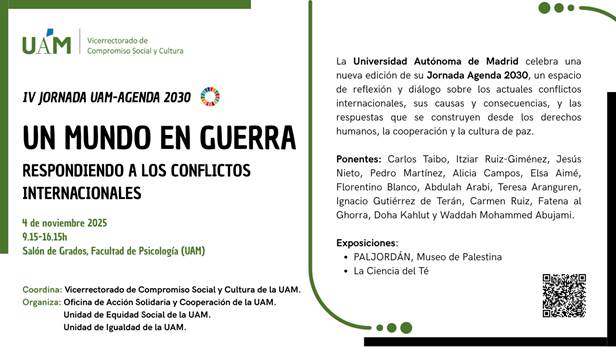 🔉IV Jornada UAM-Agenda 2030 “Un mundo en guerra. Respondiendo a los conflictos internacionales”

➡️ aecpa.es/es-es/iv-jorna…