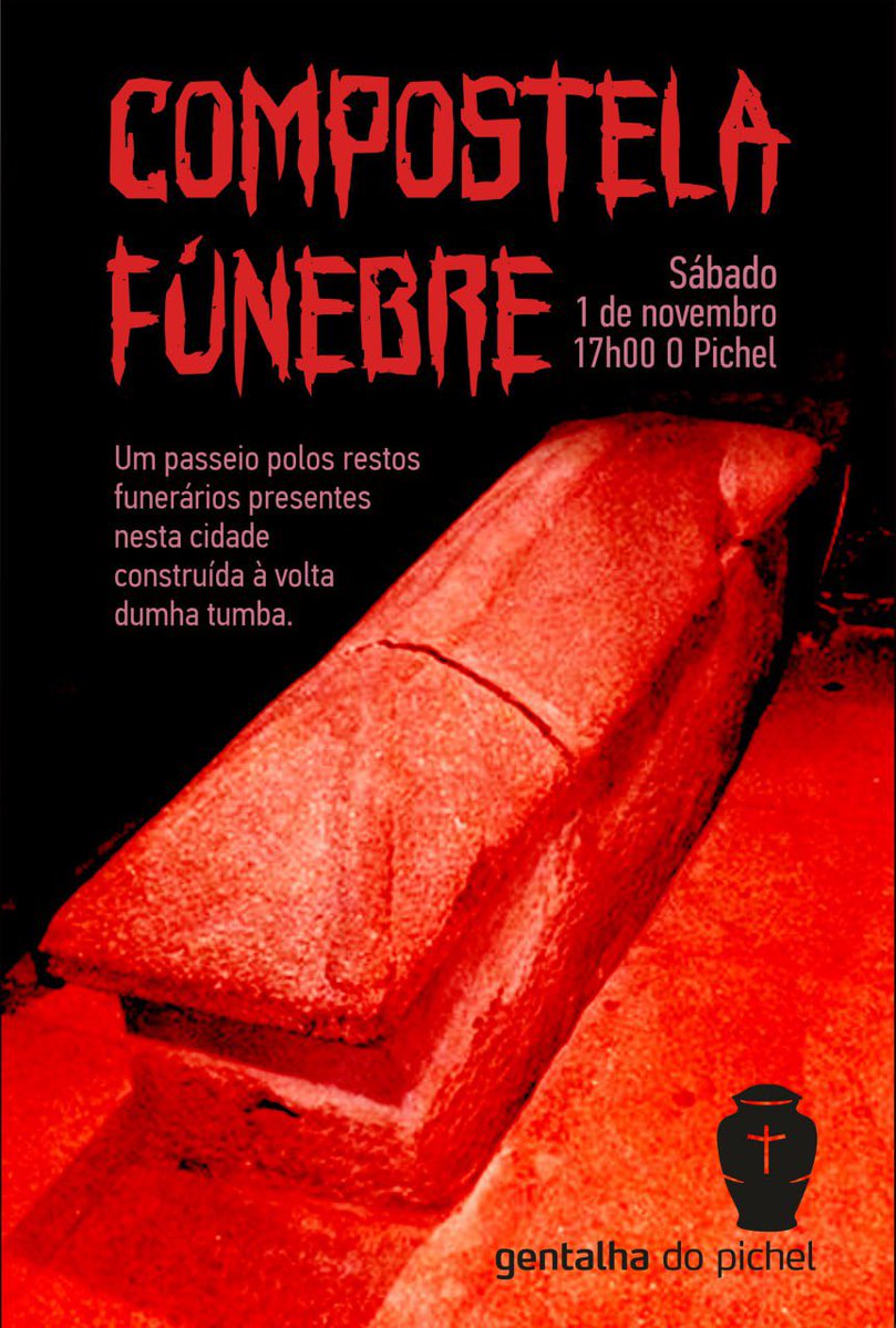 🪦Este sábado, 1 de novembro, a Comissom de História organiza o roteiro Compostela fúnebre, um passeio polos restos funerários presentes nesta cidade construída à volta dumha tumba 🪦