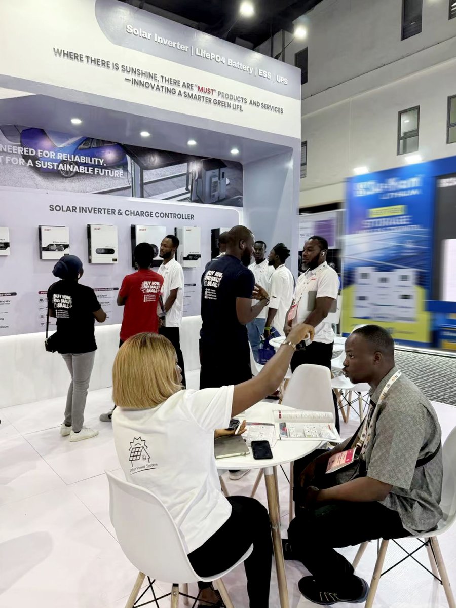 must_power's tweet image. Day 1 of the Nigeria Energy is heating up at booth 1.C19! 🔅 Visitors are excited to explore our solar-hybrid systems, designed to stabilize the grid, alongside smart, scalable lithium-ion storage. Let&apos;s shape it together!  #SolarHybrid #LithiumStorage #RenewableNigeria