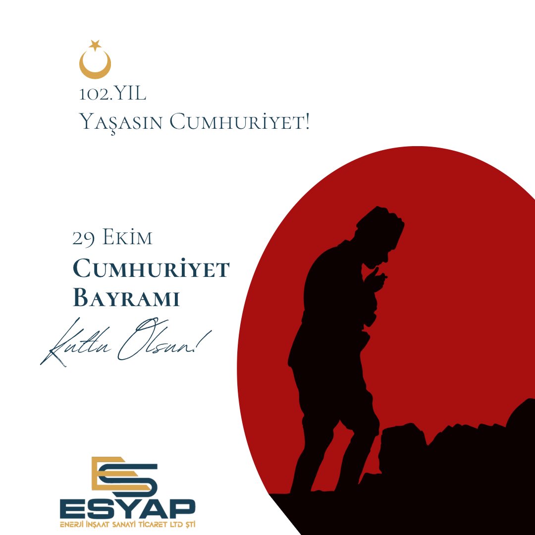 esyapenerji's tweet photo. #29 Ekim Cumhuriyet Bayramımız Kutlu Olsun #Cumhuriyet102Yaşında 🇹🇷 https://t.co/cS1IyB7DXm
