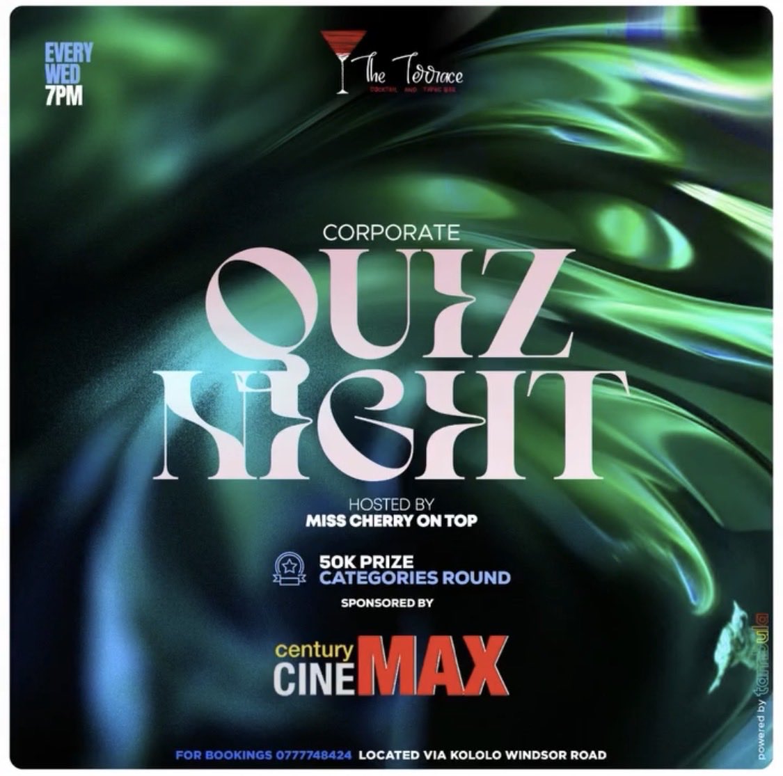 Corporate Quiz Night is tonight at The Terrace, Kololo! Hosted by <a href="/on_cheery/">Miss Clara 🇷🇼🇺🇬</a> with exciting prizes from <a href="/CinemaxUg/">Century Cinemax Uganda</a> up for grabs. Don’t miss the 50K Prize Categories Round!