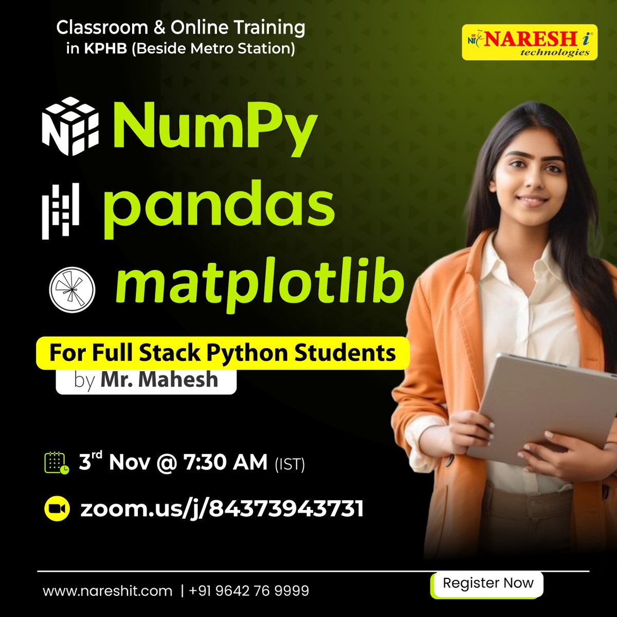 nareshitech's tweet image. 📊 Master Data Science Libraries with Python!
🔗 Register Now: t.ly/NPM-3N
👨🏫 Trainer: Mr. Mahesh
📅 Date: 3rd November 2025⏰ Time: 7:30 AM (IST)
#PythonTraining #NumPy #Pandas #Matplotlib #DataScience #FullStackPython #NareshIT