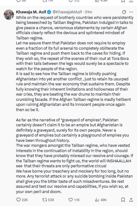 ghazanfarabbass's tweet photo. اگر ضرورت پڑی تو طالبان رجیم کو شکست دیکر لوگوں کیلئے مثال بنا سکتے ہیں،وزیر دفاع خواجہ آصف https://t.co/UfJpuOuaql