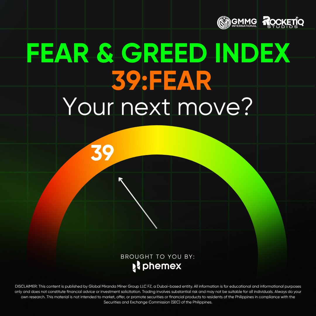 Fear &amp; Greed Index: 39 [FEAR]

With markets on edge, all eyes are on the upcoming FOMC meeting, the Xi–Trump talks, and key PCE &amp; CPI results that could shift global sentiment.

Learn more with <a href="/Phemex_official/">Phemex</a> : bit.ly/4762SD0