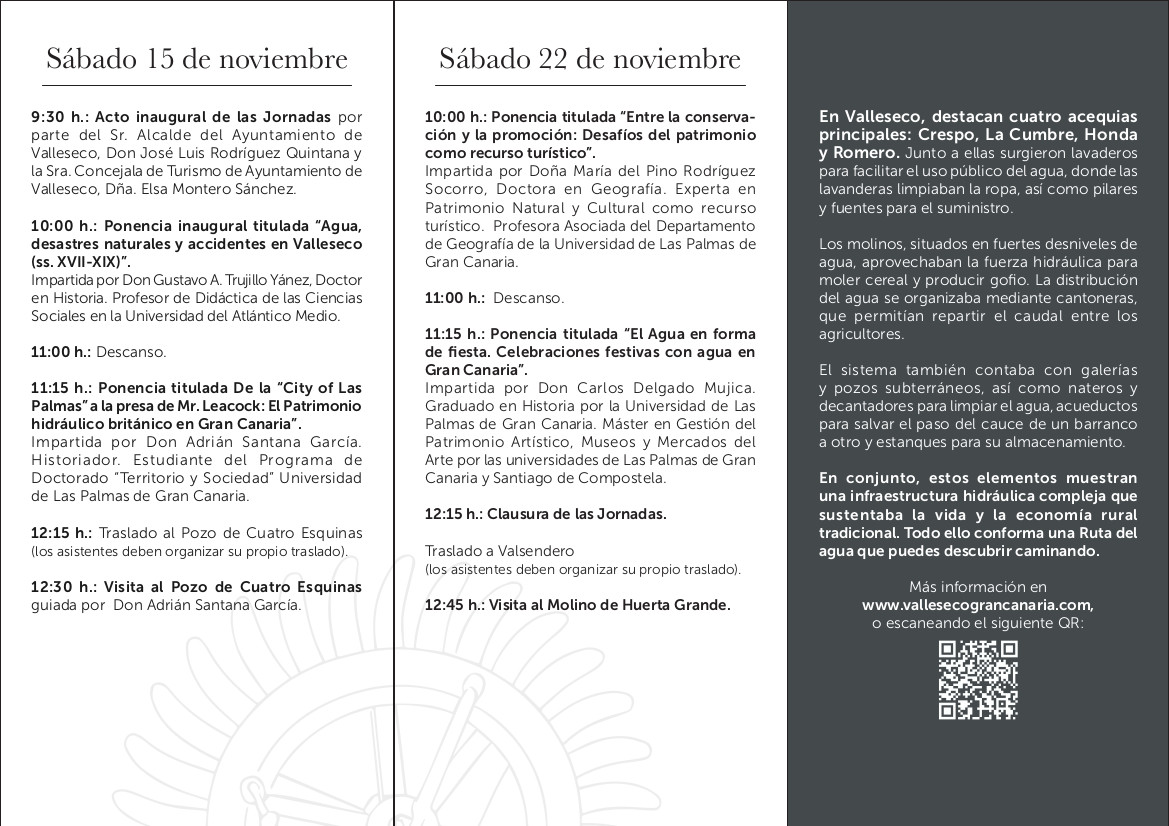 El  Ayto. de Valleseco organiza unas jornadas sobre el patrimonio  etnográfico relacionado con el 💧 agua el 15 y 22 de noviembre en el  Museo etnográfico de Valleseco.😀 ¡No te las puedes perder! #GranCanaria