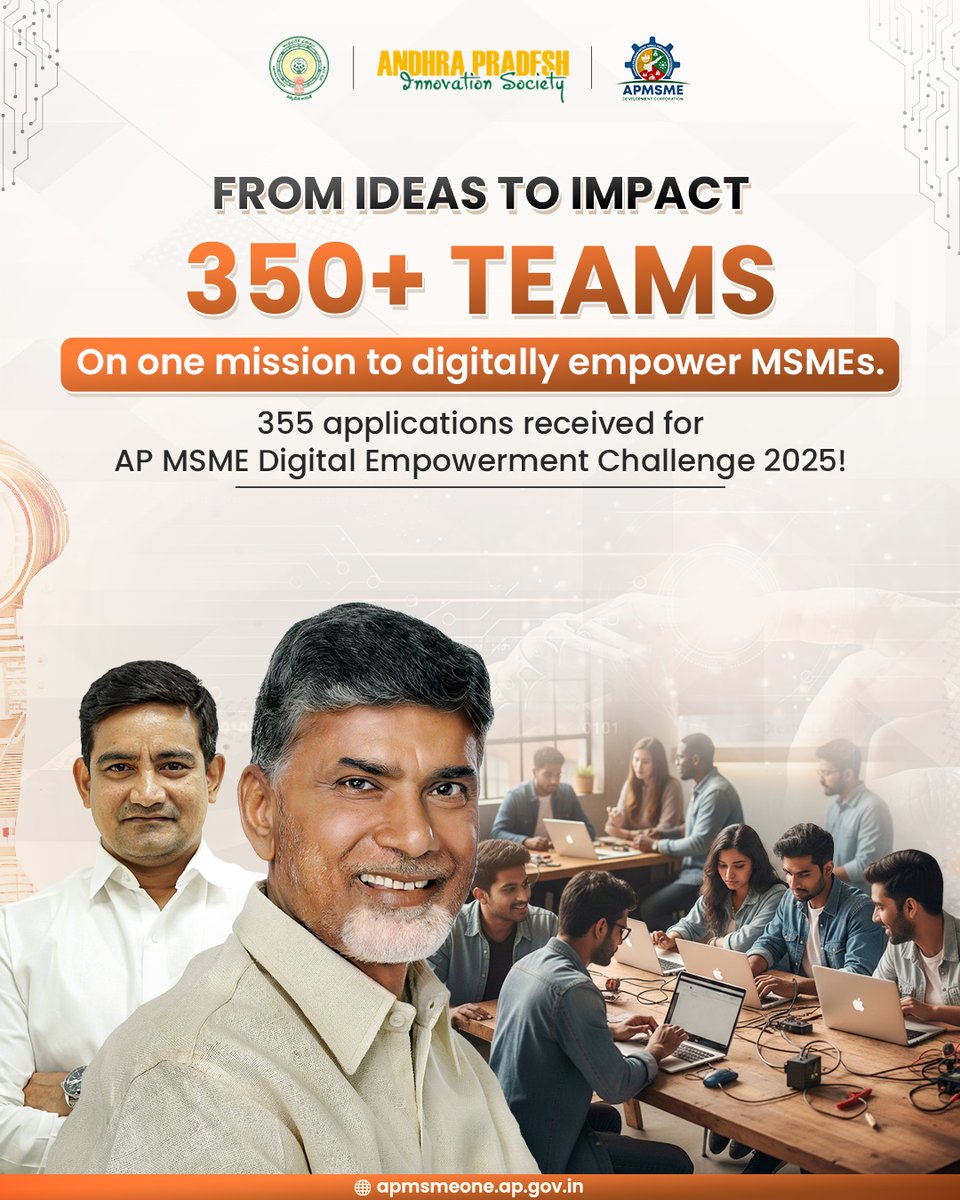 apmsmedc's tweet image. The AP MSME Digital Empowerment Challenge 2025 — an initiative by the AP MSME Development Corporation, in collaboration with the AP Innovation Society — brings together innovators, startups, students, MSMEs, and researchers to shape the future of Andhra Pradesh’s MSME ecosystem.…