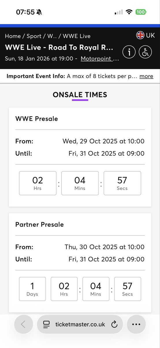 SassyBixch_'s tweet photo. @kingertheking @WMitchell85 @WWEUK Mines still showing the presale for Nottingham https://t.co/lBzSR36tFq