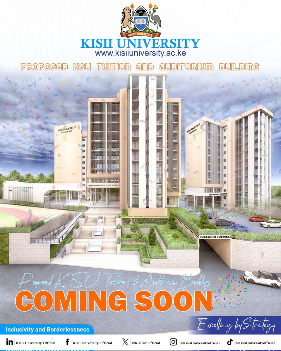 kisiuniofficial's tweet photo. Kisii University proudly unveils the next big milestone within our borders, ladies and gentlemen, the Proposed New Tuition and Auditorium Building. A vision taking shape right before us. #KisiiUnversity #FutureFast https://t.co/Pv96w234dA