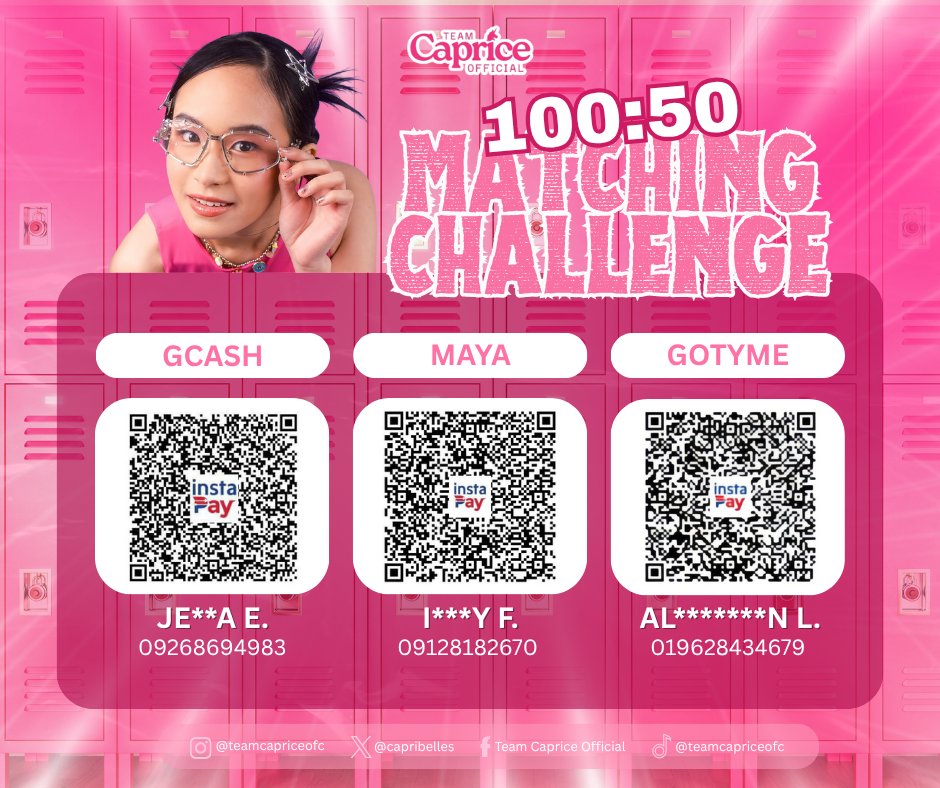 Capricorns, ready for round two? 💫

Join our second  Matching Challenge to unlock Caprice’s photo! 💖

All funds collected will go to Caprice’s birthday celebration this November! 🎂

You can donate via GCash, Maya, or GoTyme — and if you have questions, just DM us! 💬
Thank you