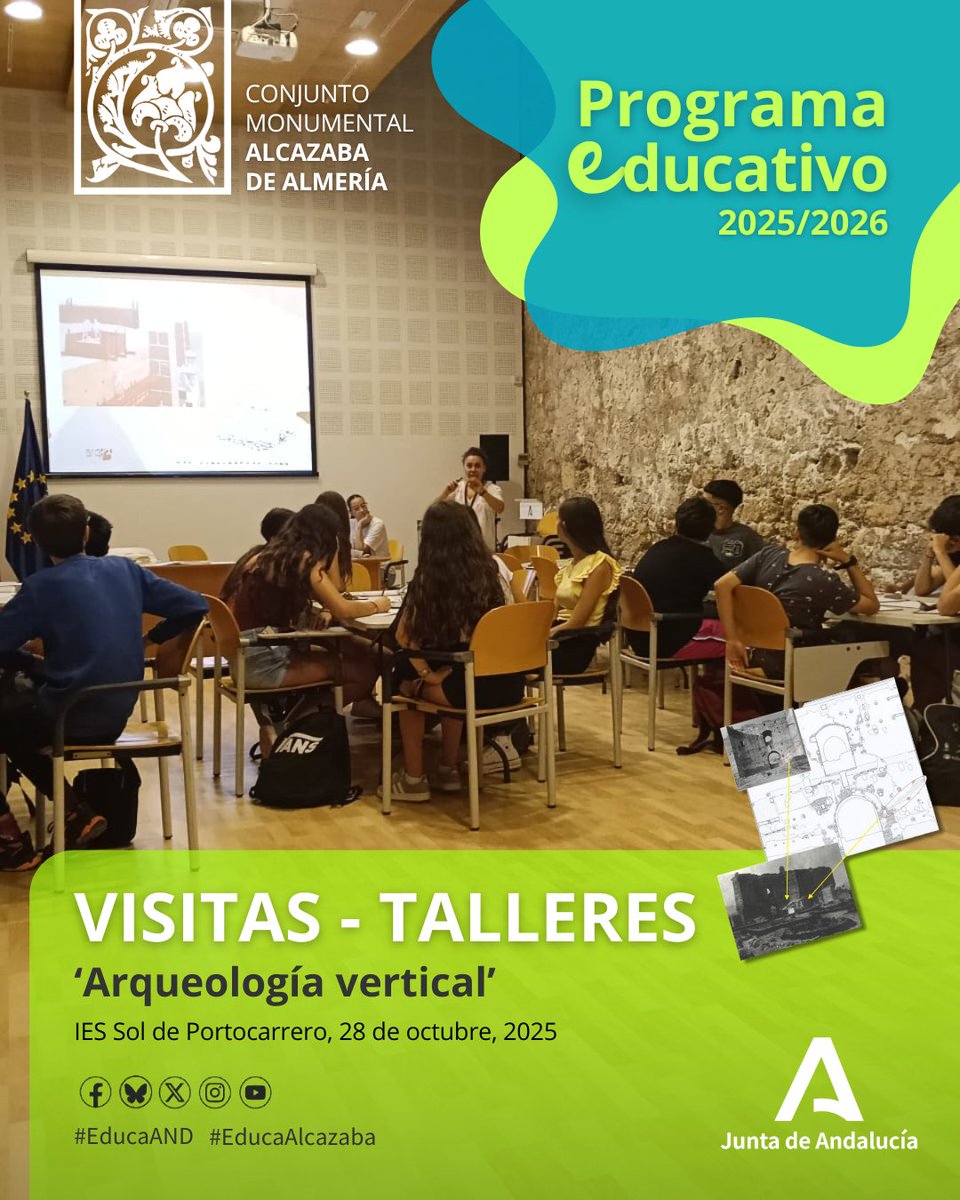 AlcazabaAlmeria's tweet photo. #EducaAnd | Ayer nos acompañaron los alumnos y alumnas del IES Sol de Portocarrero, quienes aprendieron a interpretar la Torre de la Odalisca, uno de los elementos arquitectónicos más singulares de nuestra fortaleza. https://t.co/EcEWBqtNhW