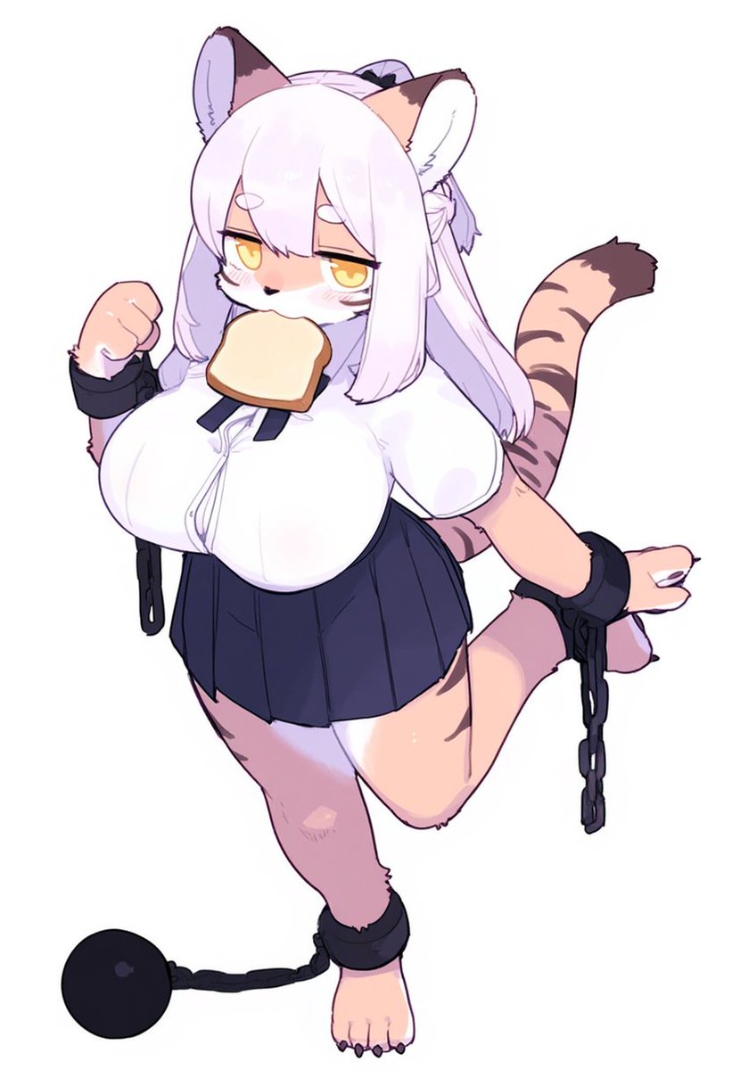 kemono_aiart's tweet image. 遅刻しそうな虎ちゃん🍞🐯💨