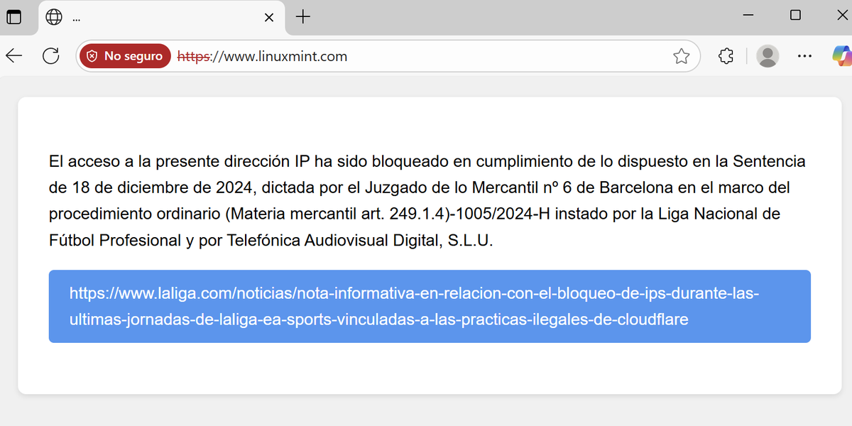 . <a href="/digimobil_es/">DIGI España</a> Me podéis explicar porque está bloqueada la web de Linux Mint ¿También hay fútbol un Miércoles? #laligagate