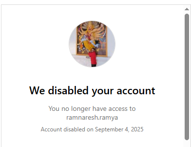 ramnareshjha's tweet image. 💔 My Instagram account @ramnaresh.ramya was disabled on Sept 4, 2025.
I’ve appealed many times, but still no reply.
That account holds 15 years of my memories — 
Please @instagram @Meta, help me recover my digital life. 🙏

#RestoreMyAccount #InstagramHelp #MetaSupport