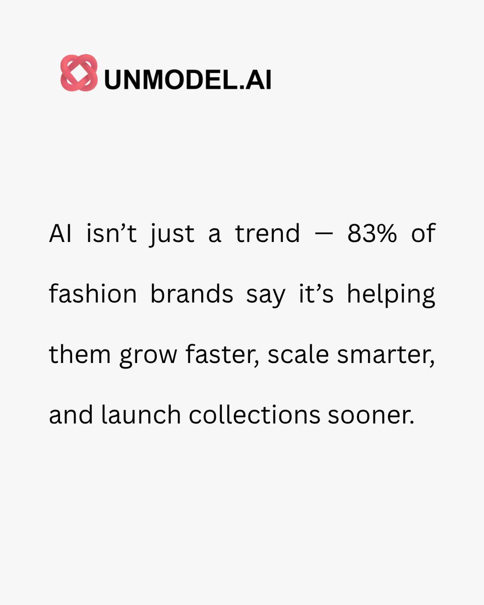 Teamunmodel's tweet photo. AI isn’t just a trend, it’s transforming fashion.
83% of brands say it helps them grow faster, scale smarter & launch sooner.
More SKUs. More images. No extra shoots.
Save 90% cost & generate catalog images in 30s.
👉https://t.co/q8m2rT7Y54
#UNMODELAI #FashionAI #AIFashion https://t.co/yGdNnlH69B