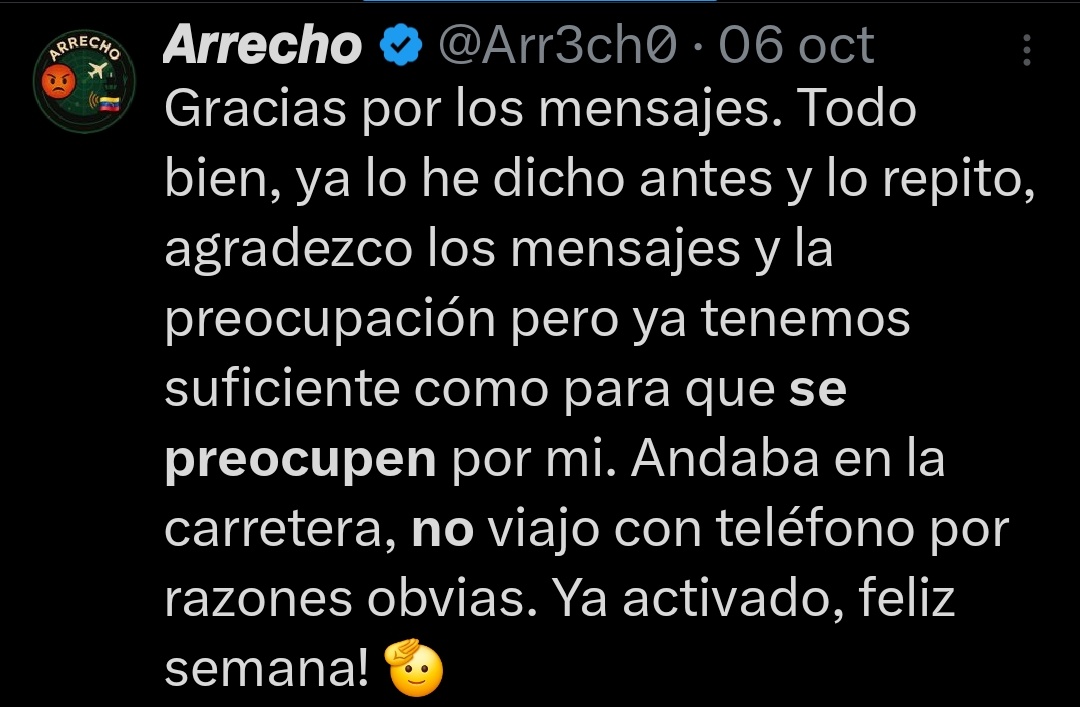 Que cantidad de mensajes! 🤯
Disculpen pero andan merodeando mucho por aquí así que tuve que apagar a pesar de los vuelos de los B1-B, el artículo de AP que me nombra, el movimiento de la flota dictatorial entre otros. Me tocó observar de lejos. Aprovecho ésta hora temprana y