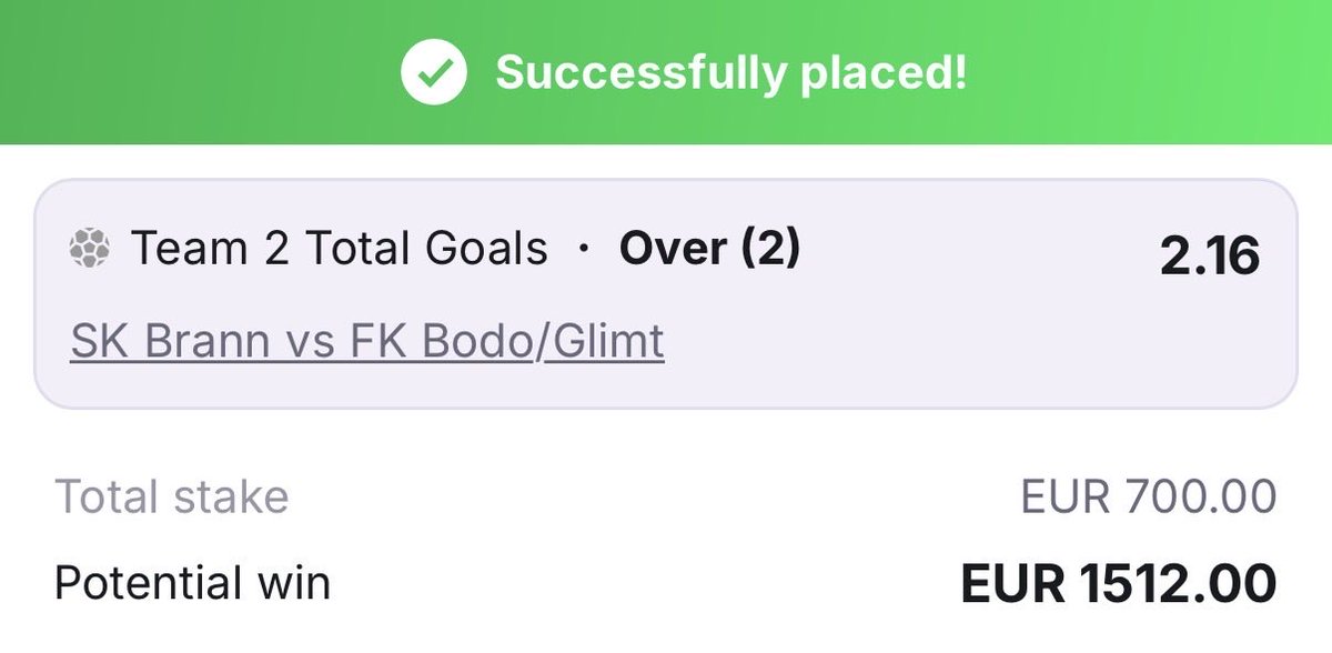 📅Wednesday's BOTD

🇳🇴Brann v Glimt

✨Glimt Over 2 Goals @ 2.16

💸7 units stake at Crownslots

❤️Like if you're getting on too

🔗crownslotslink.com/h9rgbrcdy