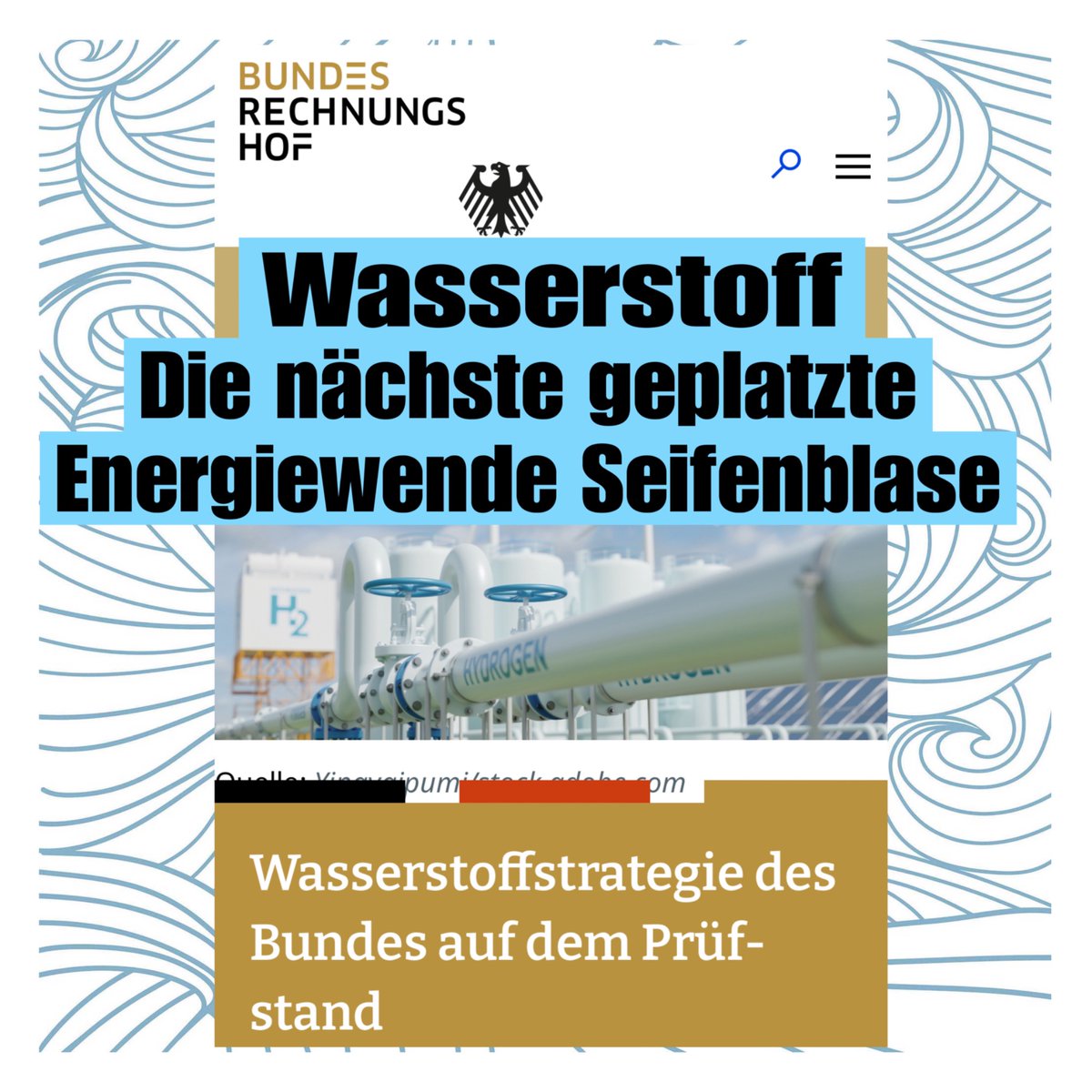 💧 Wasserstoff 💧Träume sind keine Strategie❗️Der #Wasserstoff galt als Champagner der #Energiewende. Heute zeigt sich, dass er vor allem eines ist: ein teures Luftschloss ohne Fundament.

Der #Bundesrechnungshof bestätigt nun, was wir bei der #IZW seit Jahren betonen.