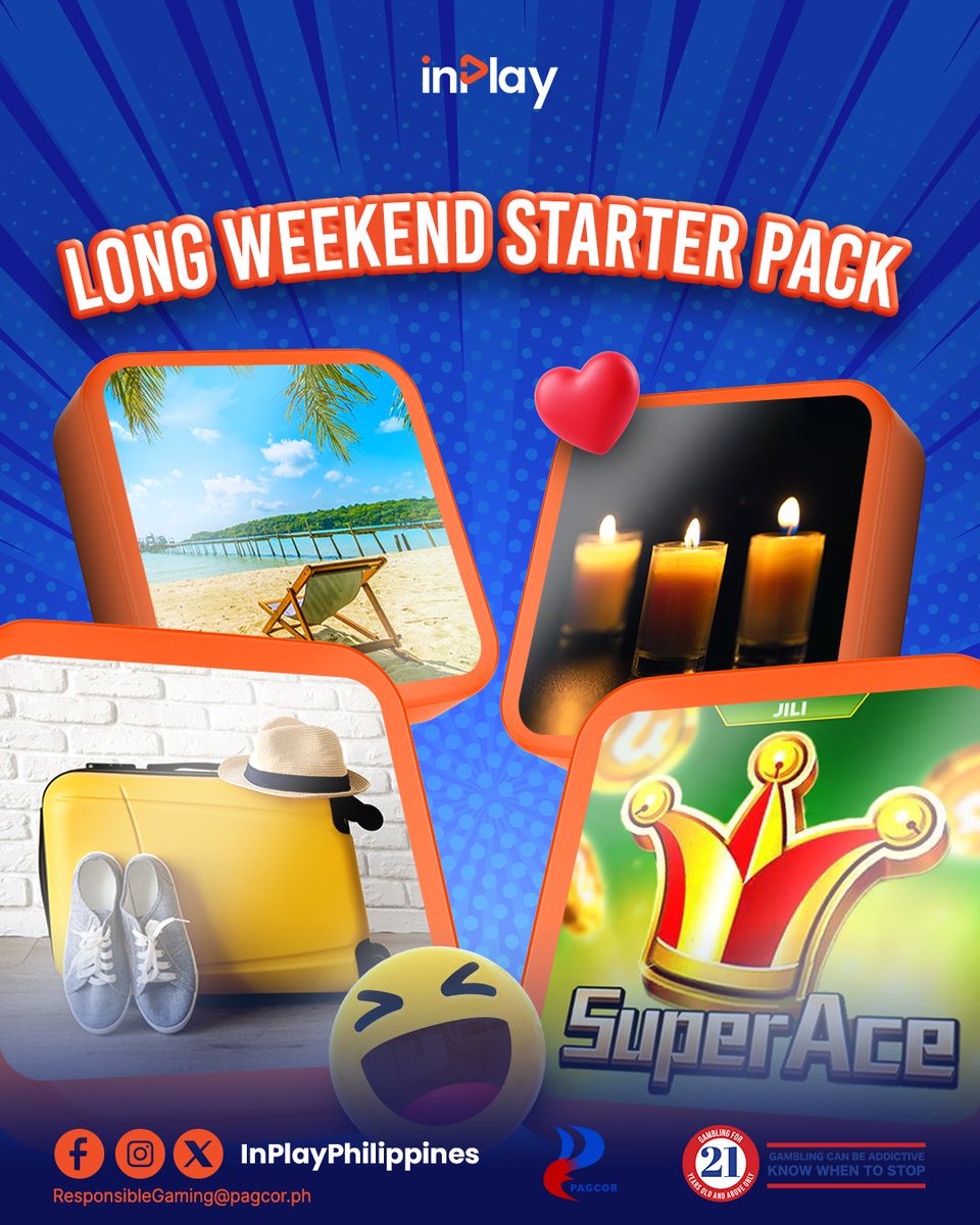 inplayph's tweet image. Long weekend na naman! 🙌
Plan your ganaps and play anytime, anywhere only at InPlay.ph!

#InPlayPH #LongWeekendVibes #PlayAndWin #InPlayWins #OnlineGamingPH