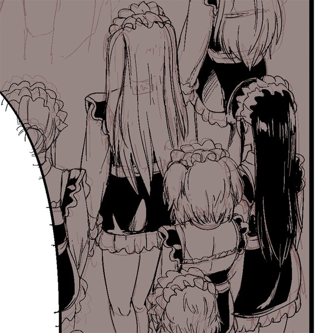 いろいろ考えながら線画進行中
こちらも、ようやっと終わりが見えてきた・・・ 