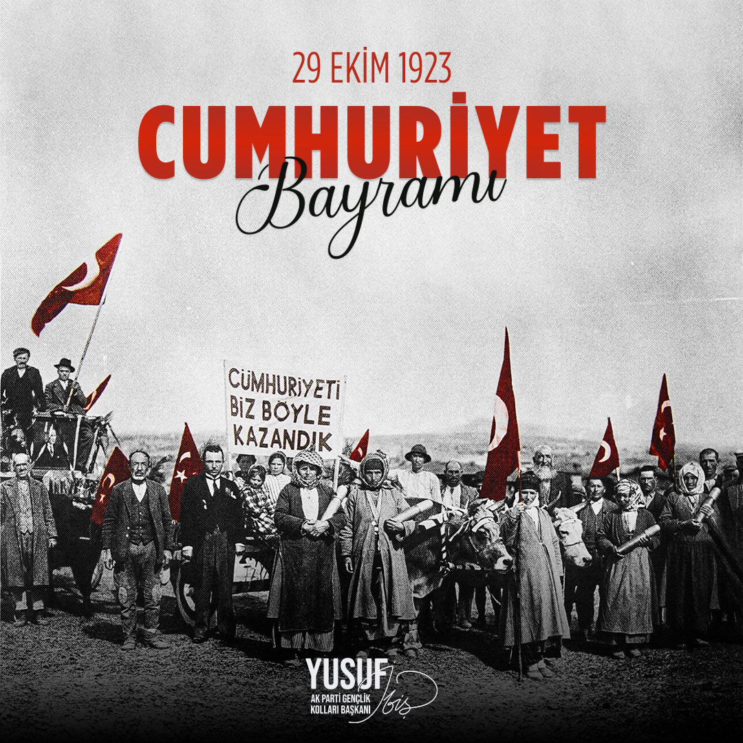 Cumhuriyetimizin 102. yılı, 29 Ekim Cumhuriyet Bayramımız kutlu olsun.🇹🇷

Cumhuriyetimizin kuruluşunda canlarını ortaya koyan, başta Gazi Mustafa Kemal Atatürk olmak üzere tüm aziz kahramanlarımızı saygı, rahmet ve minnetle anıyorum.

Biz gençler olarak, bu toprakları asırlardır
