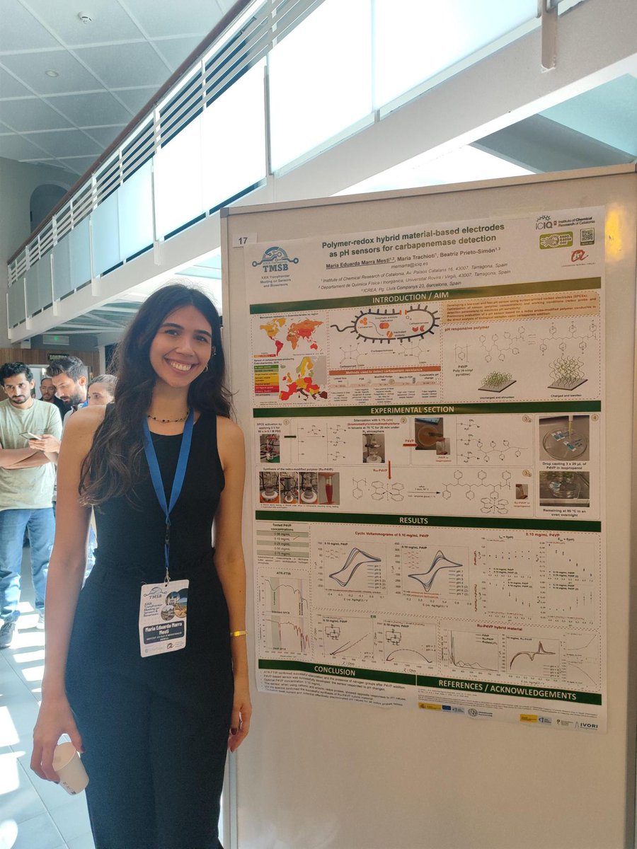 NanoCarbaOne's tweet photo. 📅 NanoCarbaOne at the XXIX Transfrontier Meeting on Sensors and Biosensors!

👩‍🔬 Maria Eduarda Marra Mesti presented her poster “Polymer-redox hybrid material-based electrodes as pH sensors for carbapenemase detection”, sharing the project’s goals, methods &amp; first results. https://t.co/FrJsaoisWg