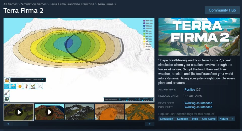 workingasint's tweet image. 25 Steam reviews and counting!

Thank you to everyone who&apos;s jumped into our sandbox game about nature🌍

Terra Firma 2 is out now in early access!

#wishlistwednesday #sandbox #simulator #nature