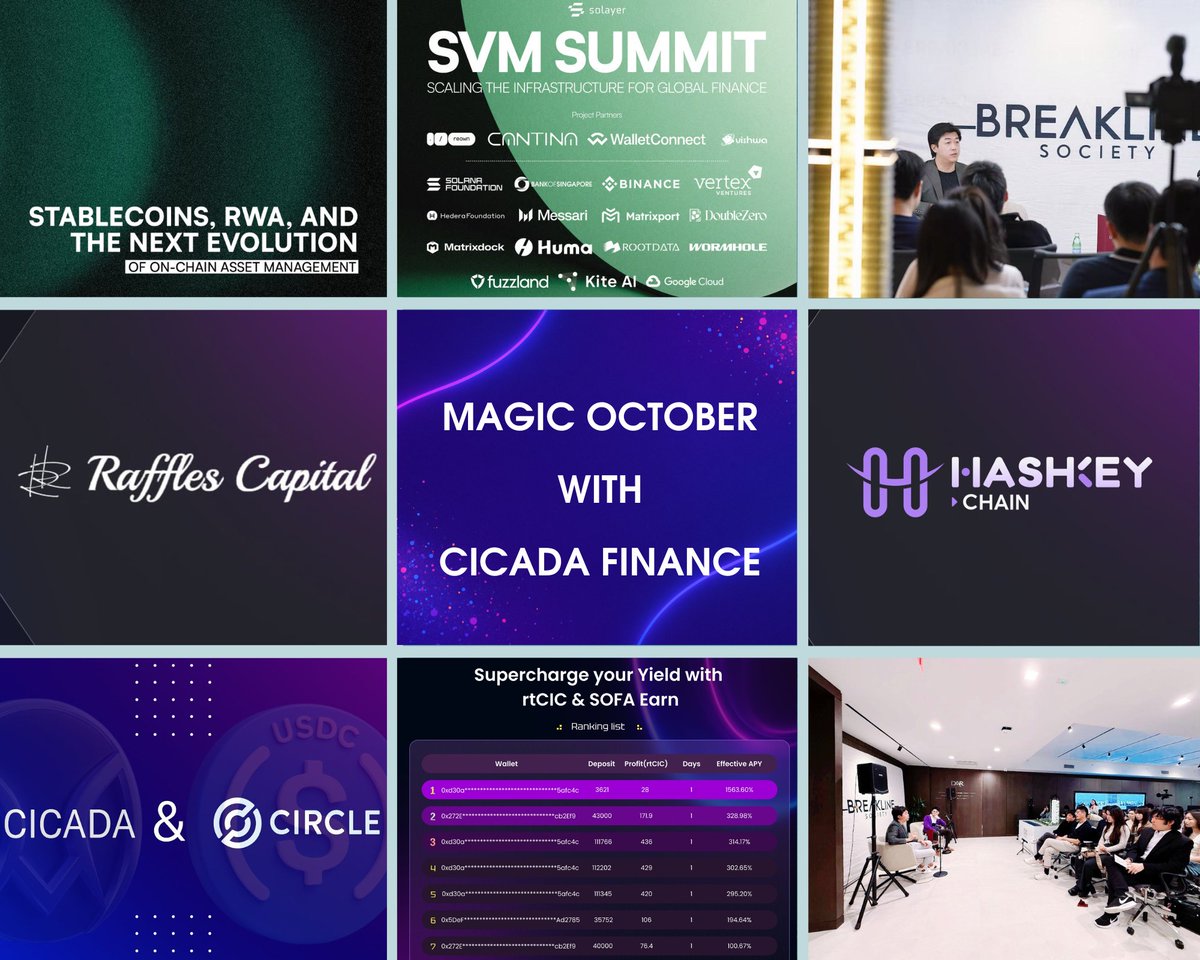 ✨Magic October with Cicada Finance ✨

🔥 October 2025 was nothing short of phenomenal for <a href="/CicadaFinance/">Cicada</a> — a month packed with milestones, partnerships, community wins, and global recognition. It’s safe to say: Cicada Finance isn’t just participating in DeFi — it’s defining