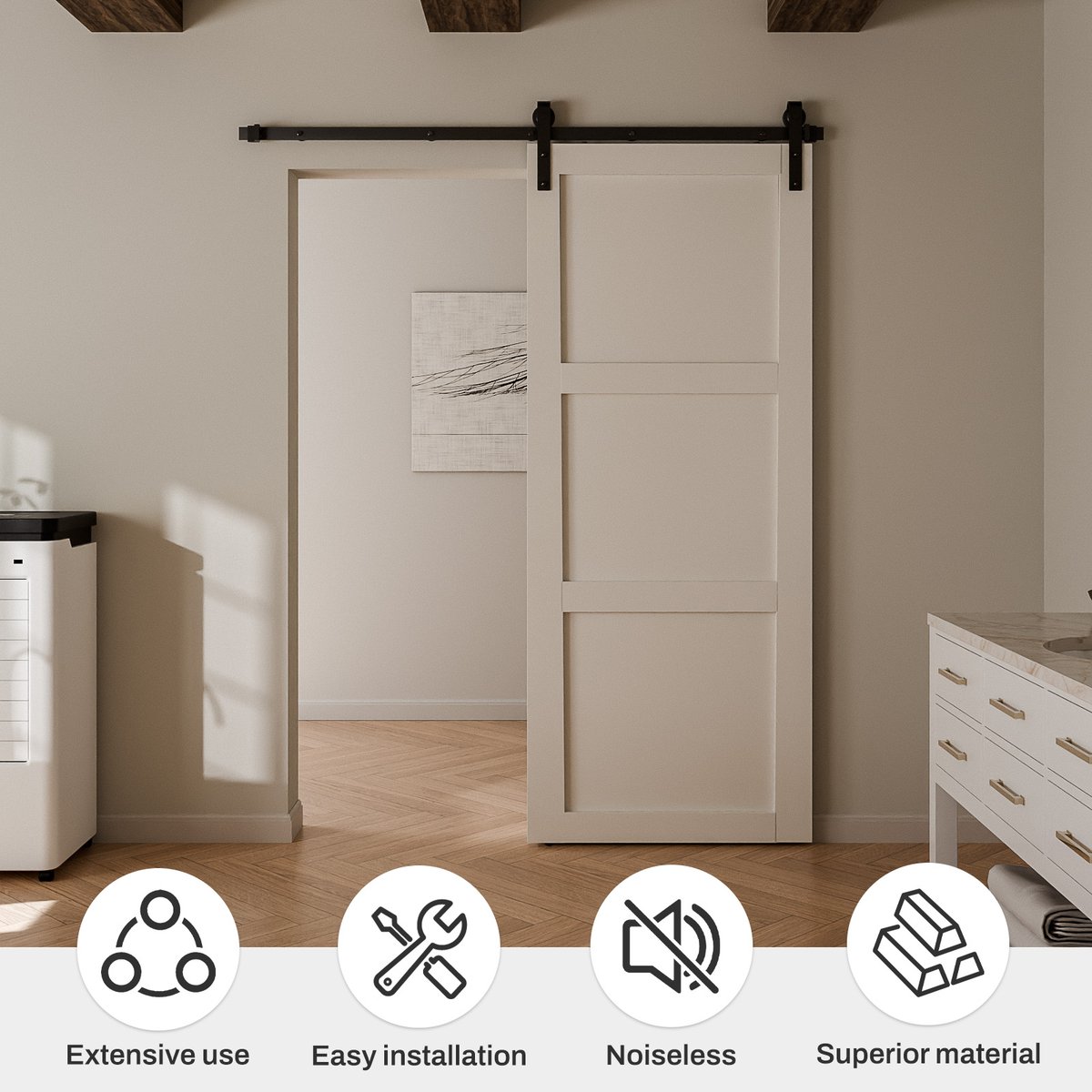 boxichen1's tweet image. Give your room a glow-up with the CCJH 6ft Sliding Barn Door Hardware Kit! 🚪🔧
✅ Fits 3ft single doors
✅ Full hardware kit included
✅ Quick &amp;amp; easy setup
Perfect for #DIY lovers and #HomeRenovation projects!
🔗 [ccjh.shop/products/1-8m-…]
#BarnDoor #HomeDIY #RusticStyle