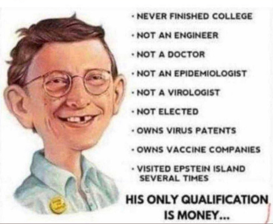thehealthb0t's tweet image. Bill Gates is not an expert. Bill Gates is a Bond villain who wants to darken the sun and force us to eat fake meat.