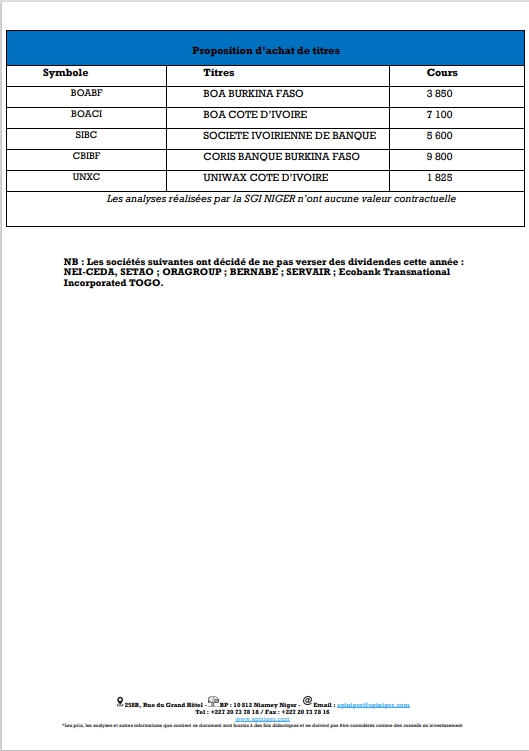 Bonjour veuillez recevoir ci-dessous la revue de la semaine!!