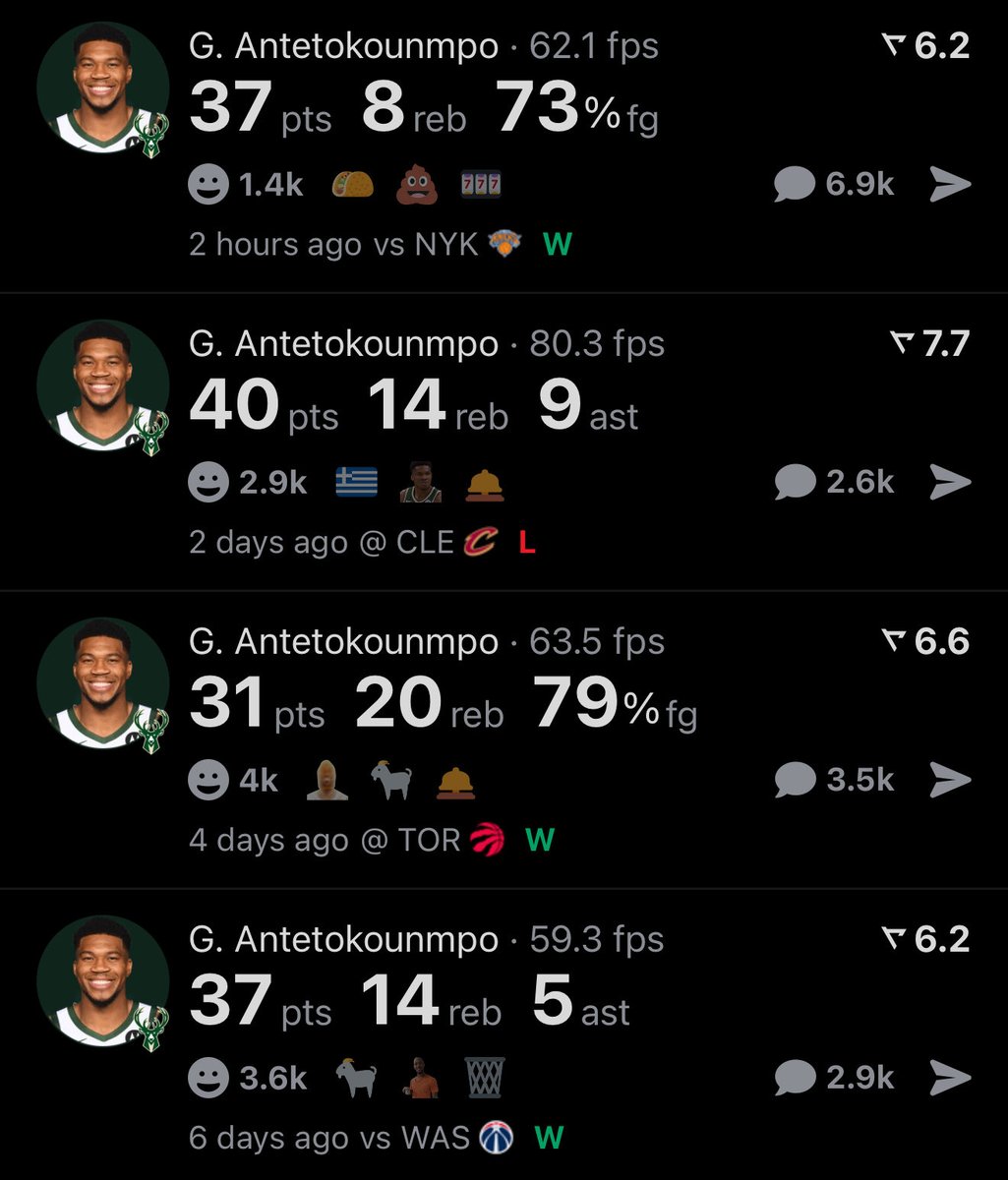 🔥Giannis Antetokounmpo se convirtió en el PRIMER JUGADOR DE LA HISTORIA NBA en conseguir al menos 140 puntos, 50 rebotes y 25 asistencias en los primeros 4 partidos de temporada 

(foto: <a href="/realapp/">Real Sports</a>)