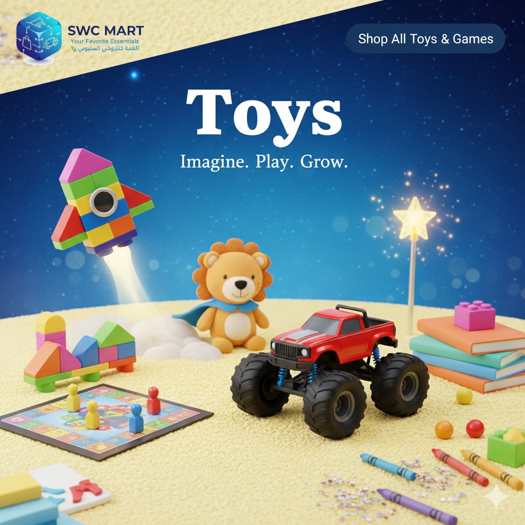SwcMarts's tweet image. Where Play Meets Imagination.
🧸 Play. Learn. Smile.
Shop toys that spark joy and creativity — only at SWC Mart 🎯
#SWCMart #ToysAndGames #KidsEssentials
#SWCMart #ToysForKids #PlaytimeFun #CreativeKids #OnlineStore #SmartShopping #Ecommerce