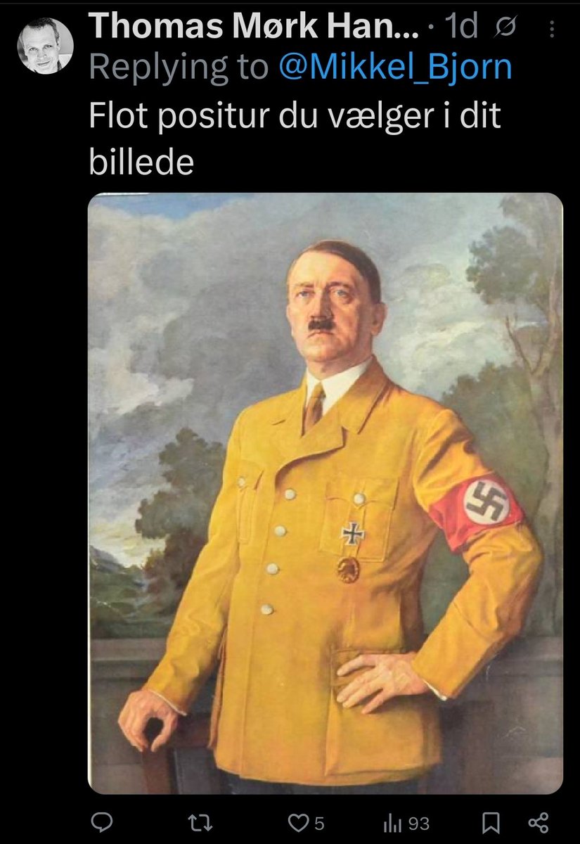 StormOverEuropa's tweet image. Case in point. De her typer vil sikkert benægte, at de ønsker Mikkel død, men de sammenligner ham med en person, der står som det største symbol på ondskab i det liberale samfund. Hvordan kan vold ikke være berettiget, hvis det kan afværge et nyt holocaust eller lignende?
De har…