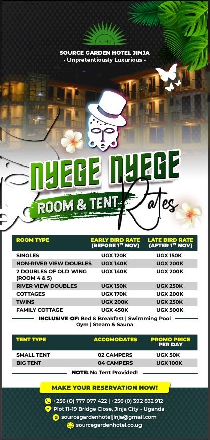 ⏱️ FESTIVAL COUNT DOWN!

Jinja’s biggest festival of the year is almost here! Book your stay with us and be minutes away from the action! 

🛎️ Rooms filling fast, so don’t wait! 

#sourcegardenhoteljinja #nyegenyege2025 #sourceofthenile #visitjinja