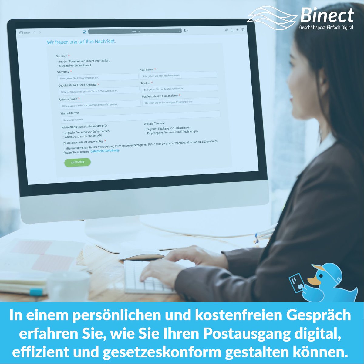 𝗞𝗼𝘀𝘁𝗲𝗻𝗹𝗼𝘀𝗲 𝗕𝗲𝗿𝗮𝘁𝘂𝗻𝗴: 𝗗𝗶𝗴𝗶𝘁𝗮𝗹𝗶𝘀𝗶𝗲𝗿𝗲𝗻 𝗦𝗶𝗲 𝗜𝗵𝗿𝗲 𝗣𝗼𝘀𝘁𝗽𝗿𝗼𝘇𝗲𝘀𝘀𝗲 𝗶𝗻 𝗻𝘂𝗿 𝘄𝗲𝗻𝗶𝗴𝗲𝗻 𝗠𝗶𝗻𝘂𝘁𝗲𝗻

binect.de/terminanfrage