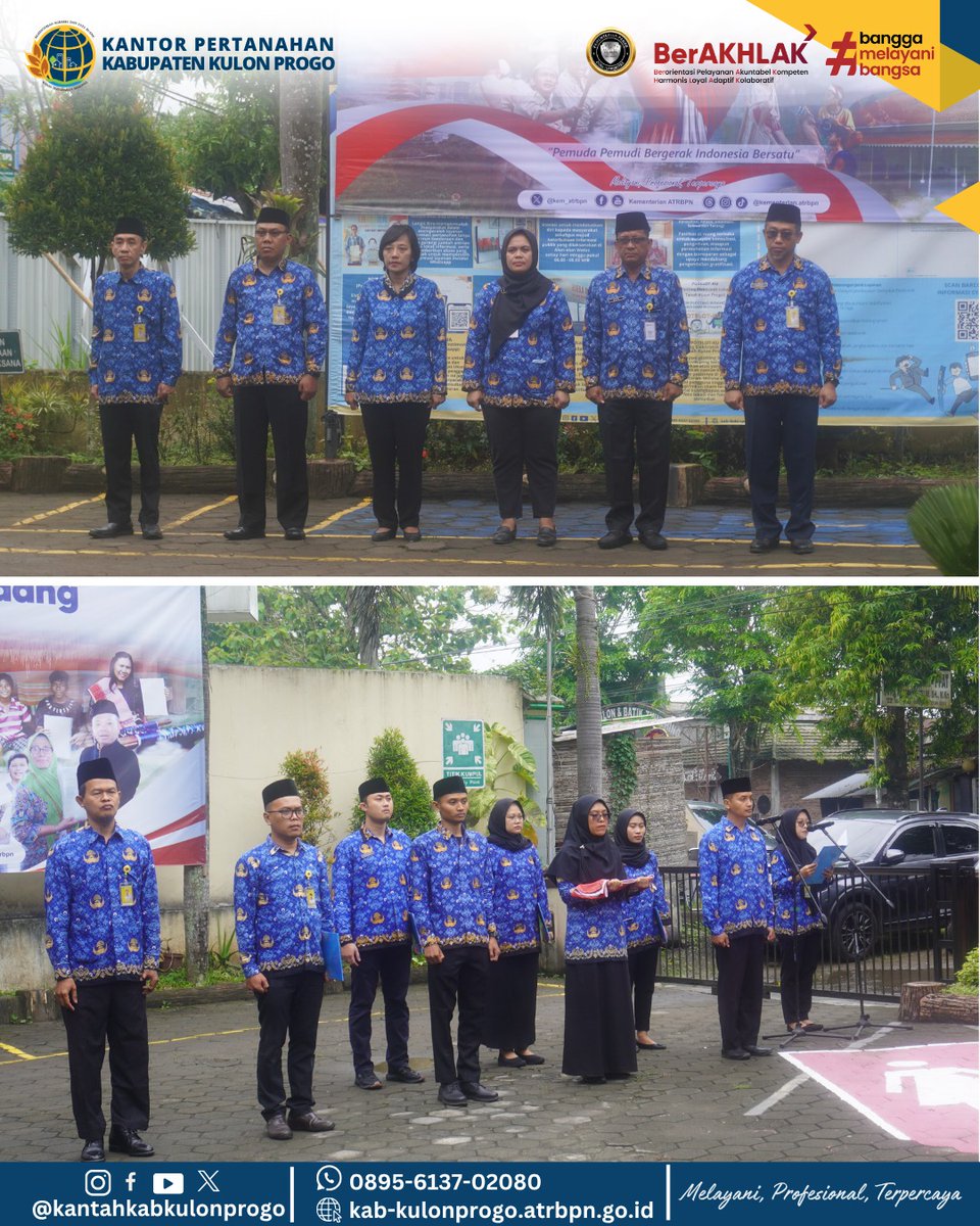 atr_bpnkprogo's tweet image. Halo #SobatATRBPNKulonProgo,

Selasa, 28 Oktober 2025

Kantor Pertanahan Kabupaten Kulon Progo melaksanakan upacara dalam rangka memperingati Hari Sumpah Pemuda ke - 97 di halaman Kantor Pertanahan Kabupaten Kulon Progo. 

#KantahKulonProgo
#KementerianATRBPN
#ATRBPNKiniLebihBaik