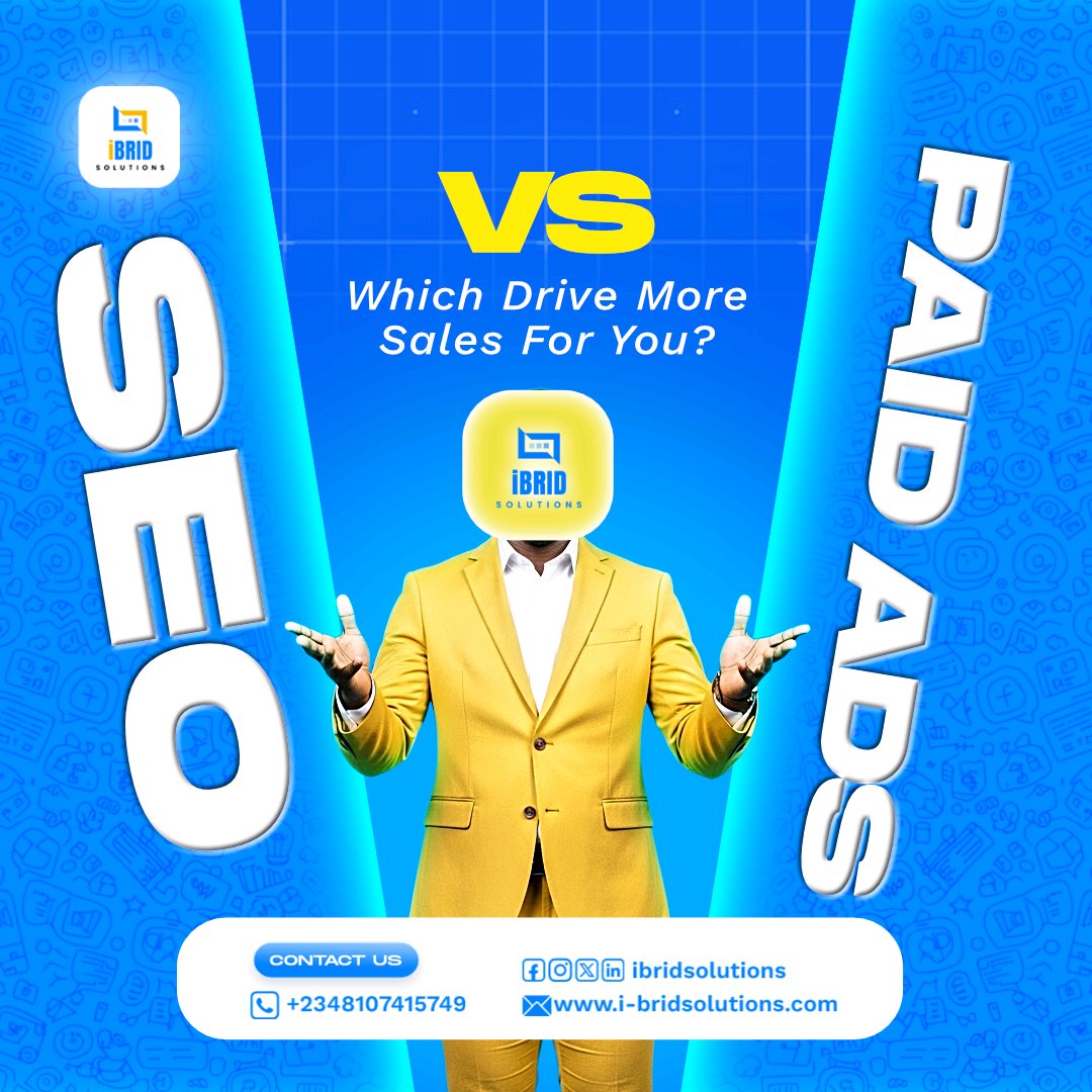ibrid_solutions's tweet photo. SEO VS Paid Ads
Which drives more sales for you?Let’s settle this once and for all . Which side are you on? 
#DigitalMarketing #SEO #paidads #digitalmarketingagencyinlagos https://t.co/d95yEgEJmp