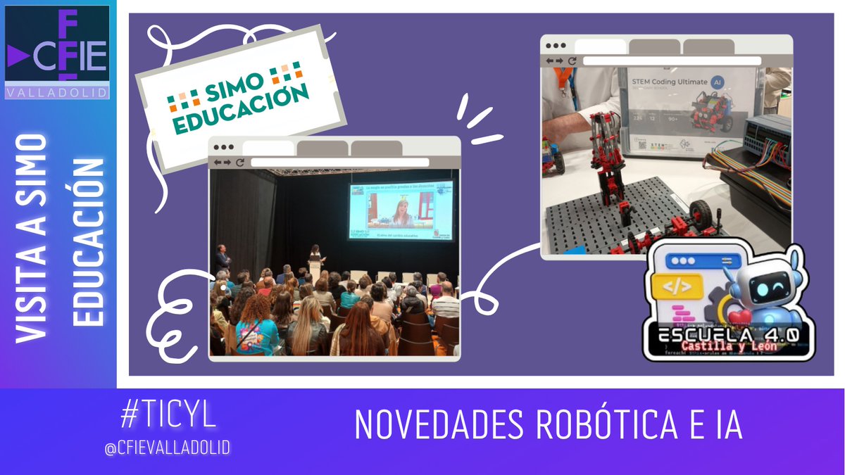 ¡Dos representantes del <a href="/cfievalladolid/">CFIE VALLADOLID</a> hoy en <a href="/SIMOEDU_/">SIMO EDUCACIÓN</a>!

➡️ Recogiendo ideas💡 lo último en robótica e IA para asesorar a los centros.
➡️ Apoyando las ponencias de <a href="/CDE_Valladolid/">Mentores Tecnológicos VA</a>, <a href="/CDE_Burgos/">Mentores Tecnológicos BU</a> y MT  Salamanca sobre buenas prácticas #TiCyL de Escuela 4.0 de la mano de <a href="/educacyl/">Educación JCyL</a>