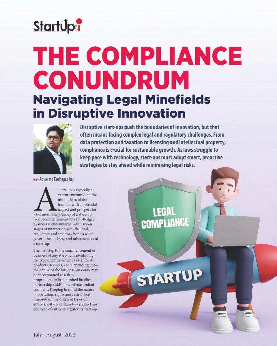 Startup_and_I's tweet image. Regulatory compliance has emerged as a critical pillar of sustainable innovation.

Read in detail: startupandi.com/magazines/2025…

@Kumod2001 @ProfessorRana @rajeevkumar @prabhash #aarohikeshav 

#lawforstartups #Compliance #PMModi #piyushgoel #startupindia #startupbihar