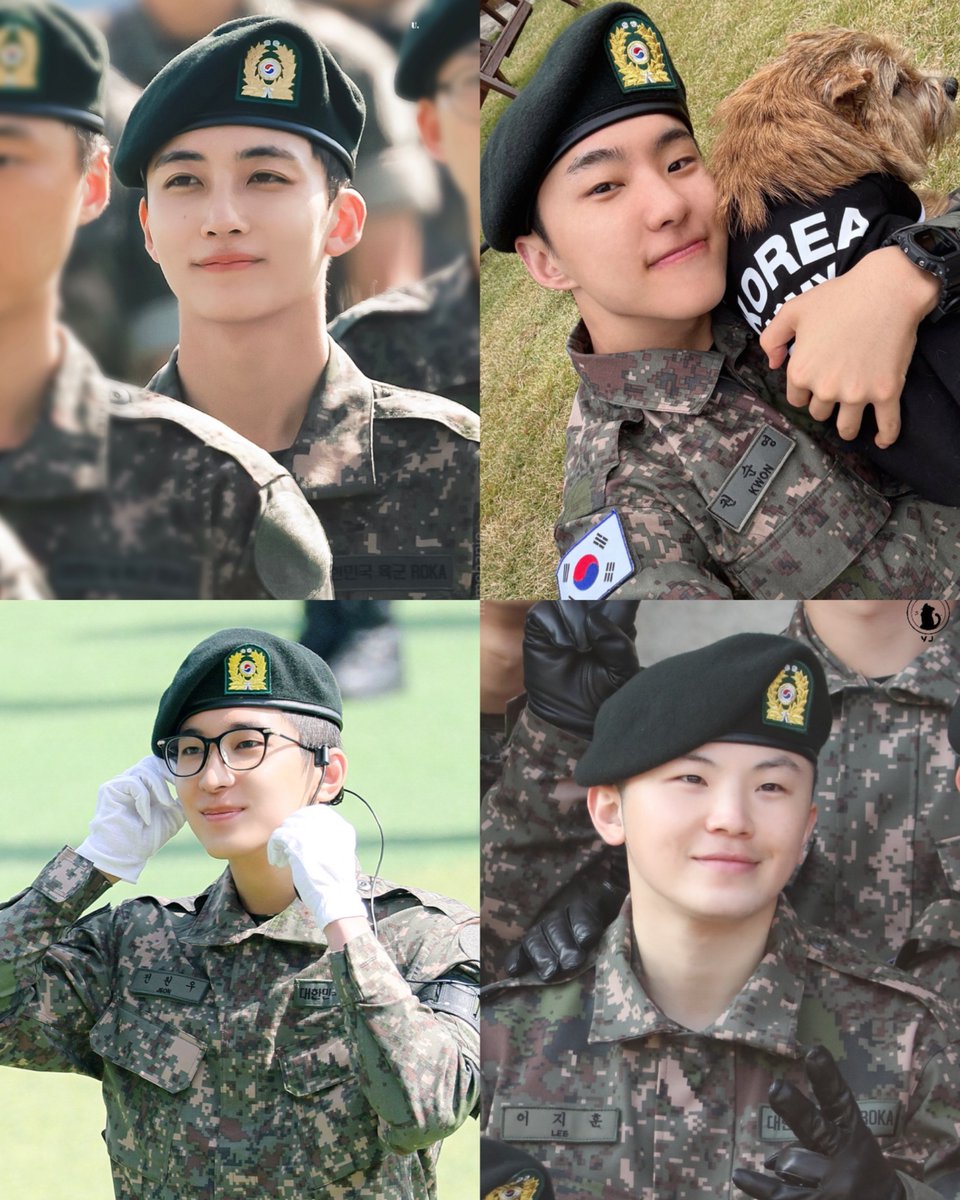 flamehanie's tweet image. SEVENTEEN MILITARY LINE 🫡🪖
Jeonghan, Hoshi, Wonwoo &amp;amp; Woozi in their military uniforms &amp;amp; berets 🥹 fighting through your military service!!