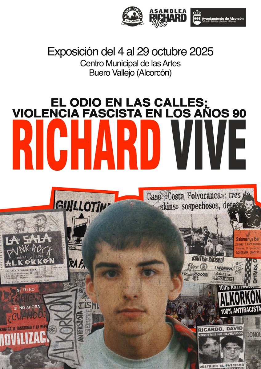 Último día para visitar la exposición "El odio en las calles: violencia fascista en los años 90. Richard vive".

¡Pásate a verla por el Centro Municipal de las Artes - Teatro Buero Vallejo de 09:00 a 20:30!