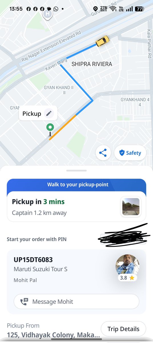 102_khatter's tweet photo. #Rapido @rapidobikeapp It was a worst experience today Cab booking from Delhi to Palwal. approx 5-6 cabs booked however every one is asking for extra toll charges and denied however it is already included in full charge. Please make sure the clarity and improve services. https://t.co/nfXAasSijF