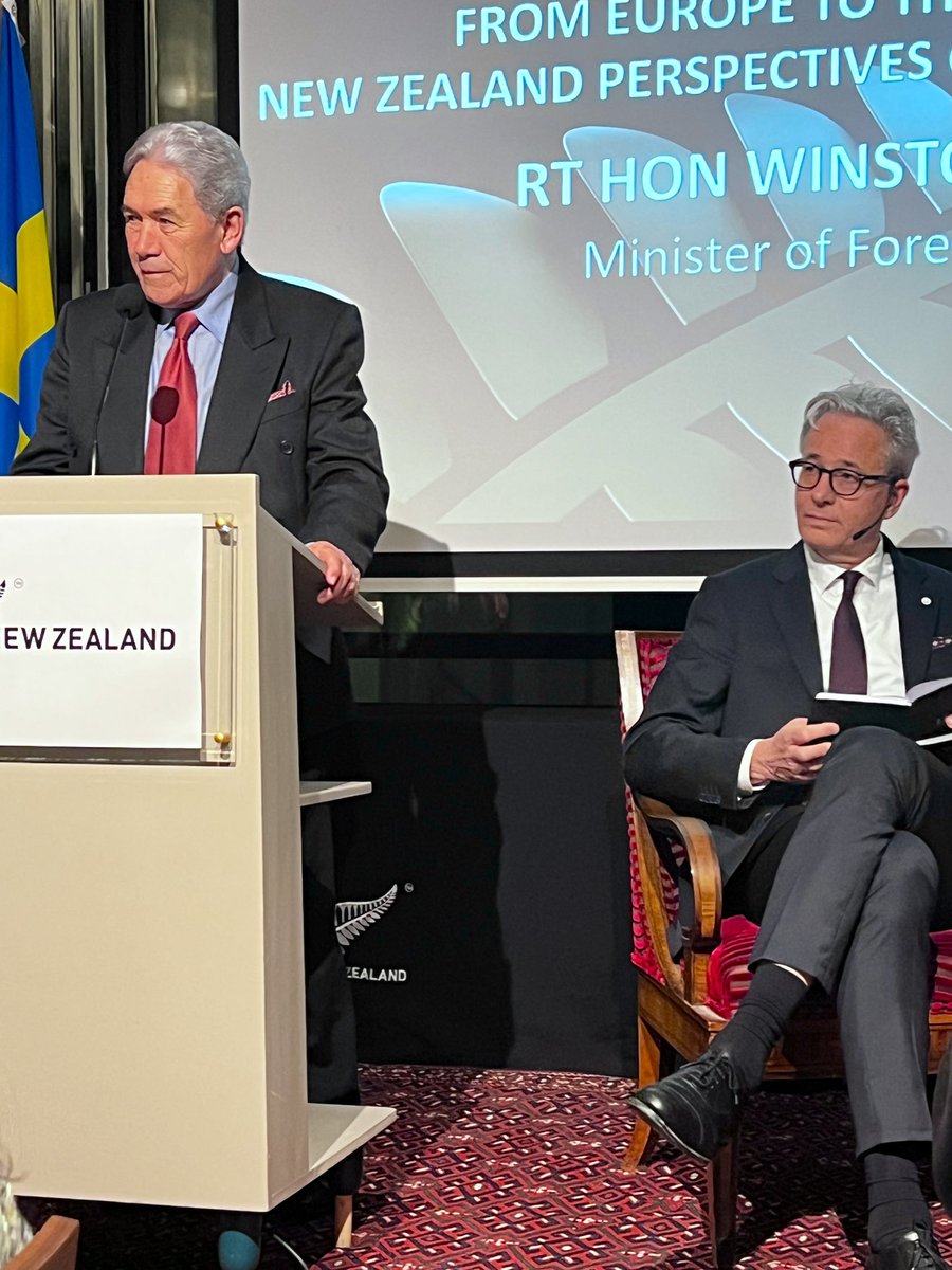 KMedrek's tweet photo. It was a pleasure to attend the conference featuring Rt Hon @winstonpeters, Foreign Minister of #NewZealand, at @ResearchUI. An insightful keynote in which he outlined New Zealand’s perspectives on shared challenges from #Europe to the #IndoPacific. Thank you #David_Taylor ! https://t.co/jTzjPd8JlP