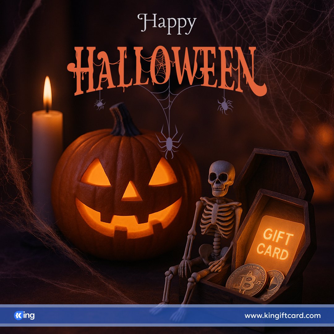 Kingiftcard's tweet photo. 🎃Trick or Treat Yourself! 👻
Skip the candy  send digital treats instead!

Buy gift cards instantly with crypto at KingiftCard

Picks for Halloween:
Netflix: horror marathons
Amazon: costumes & more
Steam / Xbox / PS: spooky games
Starbucks: pumpkin spice vibes
#kingiftcard #halloween2025 #cryptogifts #spookyseason