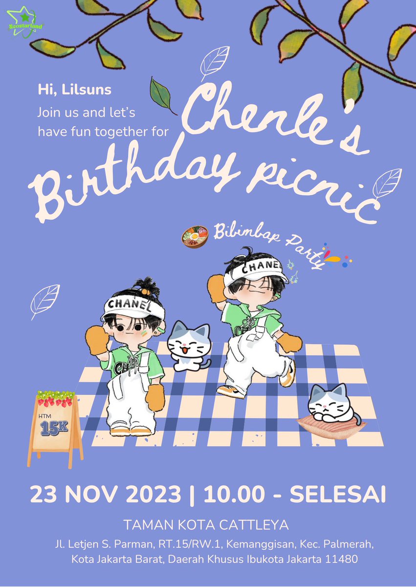 neostarland's tweet photo. 🐬💚 [OPEN INVITE] Chenle’s Birthday Picnic &amp; Bibimbap Party 💚🐬
ayo rayain bareng tawa &amp; energi dolphin kita! ☀️🧺
bakal picnic seru, games, makan bibimbap bareng, vibes happy banget 😆
📅: 23 Nov 25
👗: Biru &amp; Putih
📍: Taman Kota Cattleya
#ChenleDay #BirthdayPicnicWithChenle https://t.co/lqa1kCCJgR